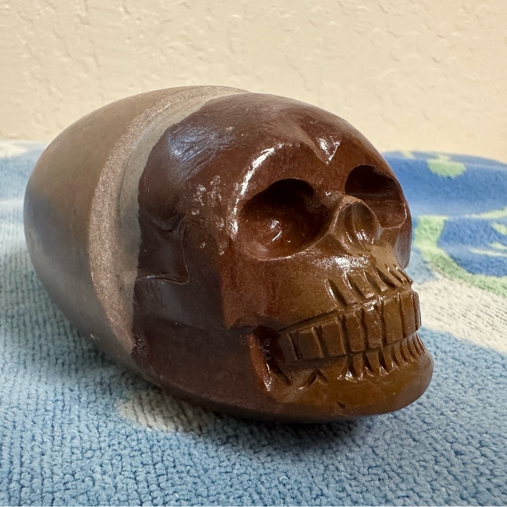 Shiva Lingam River Stone-Carved Skull
